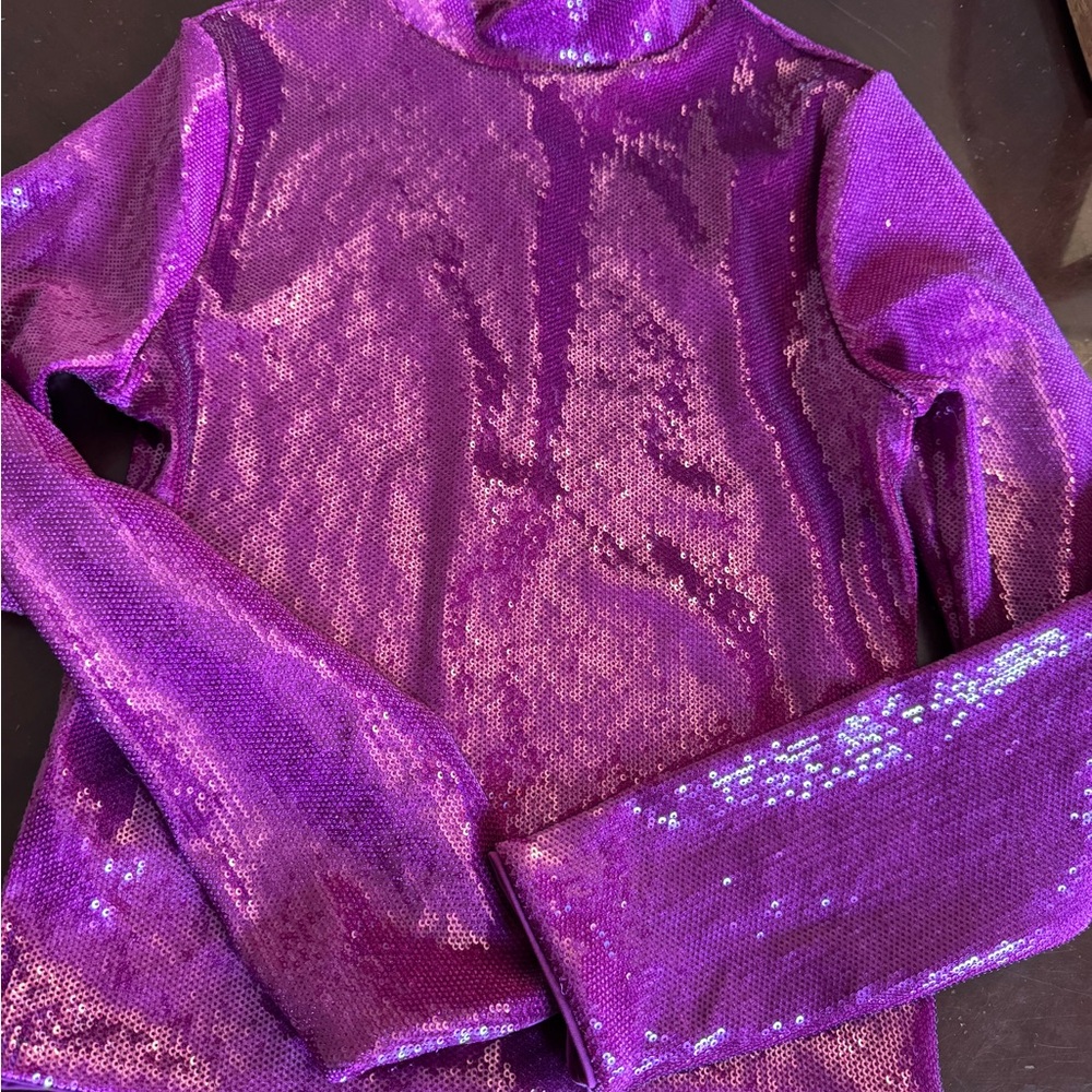Express Purple Sequin Mock Neck Sweater Top